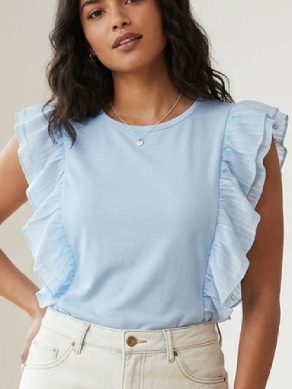 Calliope Light Blue Ruffle Sleeve Top